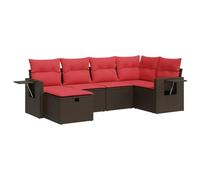 vidaXL Set Divano da Giardino 6 pz con Cuscini Marrone in Polyrattan