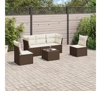 vidaXL Set Divano da Giardino 6 pz con Cuscini Marrone in Polyrattan