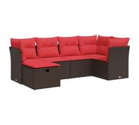 vidaXL Set Divano da Giardino 6 pz con Cuscini Marrone in Polyrattan