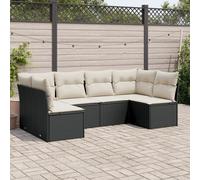 vidaXL Set Divano da Giardino 6 pz con Cuscini Nero in Polyrattan