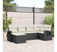 vidaXL Set Divano da Giardino 6 pz con Cuscini Nero in Polyrattan