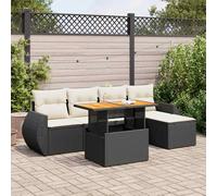 vidaXL Set Divano da Giardino 6 pz con Cuscini Nero in Polyrattan