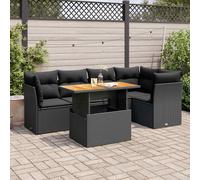 DIVANO DA GIARDINO VIDAXL 6 pz con Cuscini Nero in Polyrattan - 3326925