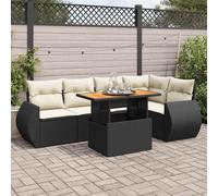 DIVANO DA GIARDINO VIDAXL 6 pz con Cuscini Nero in Polyrattan - 3327262