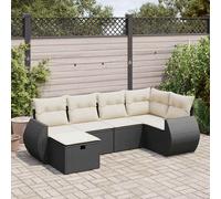 vidaXL Set Divano da Giardino 6 pz con Cuscini Nero in Polyrattan
