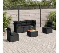 vidaXL Set Divano da Giardino 6 pz con Cuscini Nero in Polyrattan