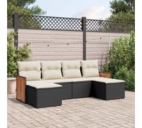 vidaXL Set Divano da Giardino 6 pz con Cuscini Nero in Polyrattan