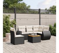 vidaXL Set Divano da Giardino 6 pz con Cuscini Nero in Polyrattan