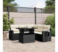 vidaXL Set Divano da Giardino 6 pz con Cuscini Nero in Polyrattan