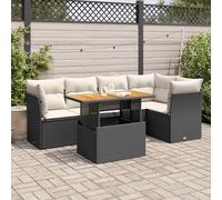 DIVANO DA GIARDINO VIDAXL 6 pz con Cuscini Nero in Polyrattan - 3326926