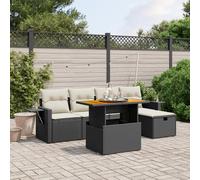 vidaXL Set Divano da Giardino 6 pz con Cuscini Nero in Polyrattan