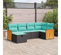 vidaXL Set Divano da Giardino 6 pz con Cuscini Nero in Polyrattan