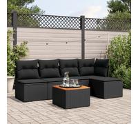vidaXL Set Divano da Giardino 6 pz con Cuscini Nero in Polyrattan