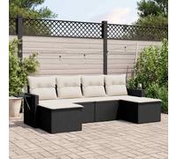 vidaXL Set Divano da Giardino 6 pz con Cuscini Nero in Polyrattan