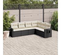 vidaXL Set Divano da Giardino 6 pz con Cuscini Nero in Polyrattan