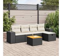 vidaXL Set Divano da Giardino 6 pz con Cuscini Nero in Polyrattan