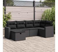 DIVANO DA GIARDINO VIDAXL 6 pz con Cuscini Nero in Polyrattan - 3325381