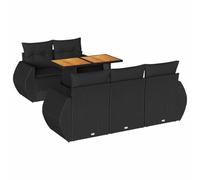 vidaXL Set Divano da Giardino 6 pz con Cuscini Nero in Polyrattan
