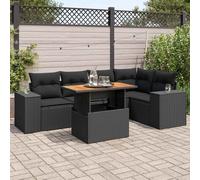 DIVANO DA GIARDINO VIDAXL 6 pz con Cuscini Nero in Polyrattan - 3327373