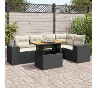 vidaXL Set Divano da Giardino 6 pz con Cuscini Nero in Polyrattan