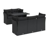 vidaXL Set Divano da Giardino 6 pz con Cuscini Nero in Polyrattan