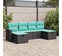 vidaXL Set Divano da Giardino 6 pz con Cuscini Nero in Polyrattan