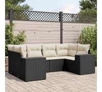 vidaXL Set Divano da Giardino 6 pz con Cuscini Nero in Polyrattan