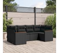 vidaXL Set Divano da Giardino 6 pz con Cuscini Nero in Polyrattan