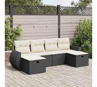 vidaXL Set Divano da Giardino 6 pz con Cuscini Nero in Polyrattan