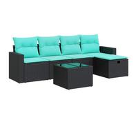 vidaXL Set Divano da Giardino 6 pz con Cuscini Nero in Polyrattan