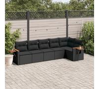 vidaXL Set Divano da Giardino 6 pz con Cuscini Nero in Polyrattan