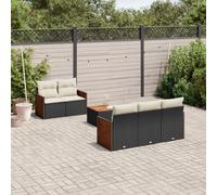 vidaXL Set Divano da Giardino 6 pz con Cuscini Nero in Polyrattan