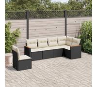 vidaXL Set Divano da Giardino 6 pz con Cuscini Nero in Polyrattan