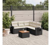 vidaXL Set Divano da Giardino 6 pz con Cuscini Nero in Polyrattan