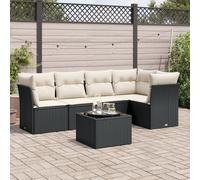 vidaXL Set Divano da Giardino 6 pz con Cuscini Nero in Polyrattan