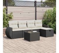 vidaXL Set Divano da Giardino 6 pz con Cuscini Nero in Polyrattan