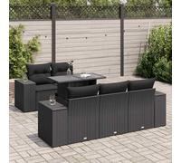 vidaXL Set Divano da Giardino 6 pz con Cuscini Nero in Polyrattan