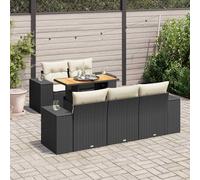 vidaXL Set Divano da Giardino 6 pz con Cuscini Nero in Polyrattan