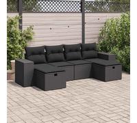 DIVANO DA GIARDINO VIDAXL 6 pz con Cuscini Nero in Polyrattan - 3325721