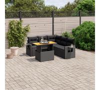 vidaXL Set Divano da Giardino 6 pz con Cuscini Nero in Polyrattan
