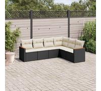 vidaXL Set Divano da Giardino 6 pz con Cuscini Nero in Polyrattan