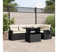 vidaXL Set Divano da Giardino 6 pz con Cuscini Nero in Polyrattan