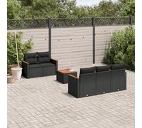 vidaXL Set Divano da Giardino 6 pz con Cuscini Nero in Polyrattan