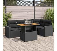 vidaXL Set Divano da Giardino 6 pz con Cuscini Nero in Polyrattan