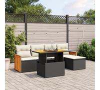 vidaXL Set Divano da Giardino 6 pz con Cuscini Nero in Polyrattan