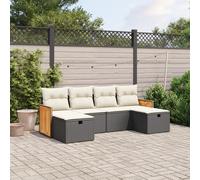 vidaXL Set Divano da Giardino 6 pz con Cuscini Nero in Polyrattan