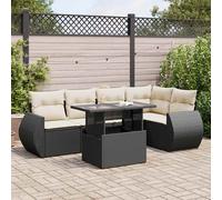 DIVANO DA GIARDINO VIDAXL 6 pz con Cuscini Nero in Polyrattan - 3326637