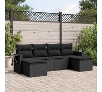 vidaXL Set Divano da Giardino 6 pz con Cuscini Nero in Polyrattan