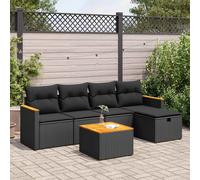 vidaXL Set Divano da Giardino 6 pz con Cuscini Nero in Polyrattan