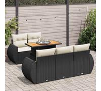 vidaXL Set Divano da Giardino 6 pz con Cuscini Nero in Polyrattan